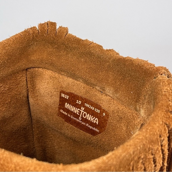 Minnetonka Brown 3-Layer Fringe Boots Size 10M - Picture 9 of 14